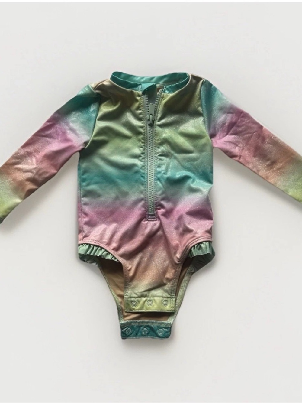 Old Navy Baby Mermaid Ruffle-Trim Rashguard One Piece Swimsuit | Size: 6-12M